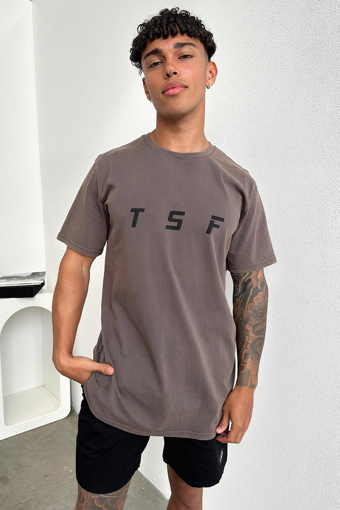 Fin Tee - Brown Acid Wash