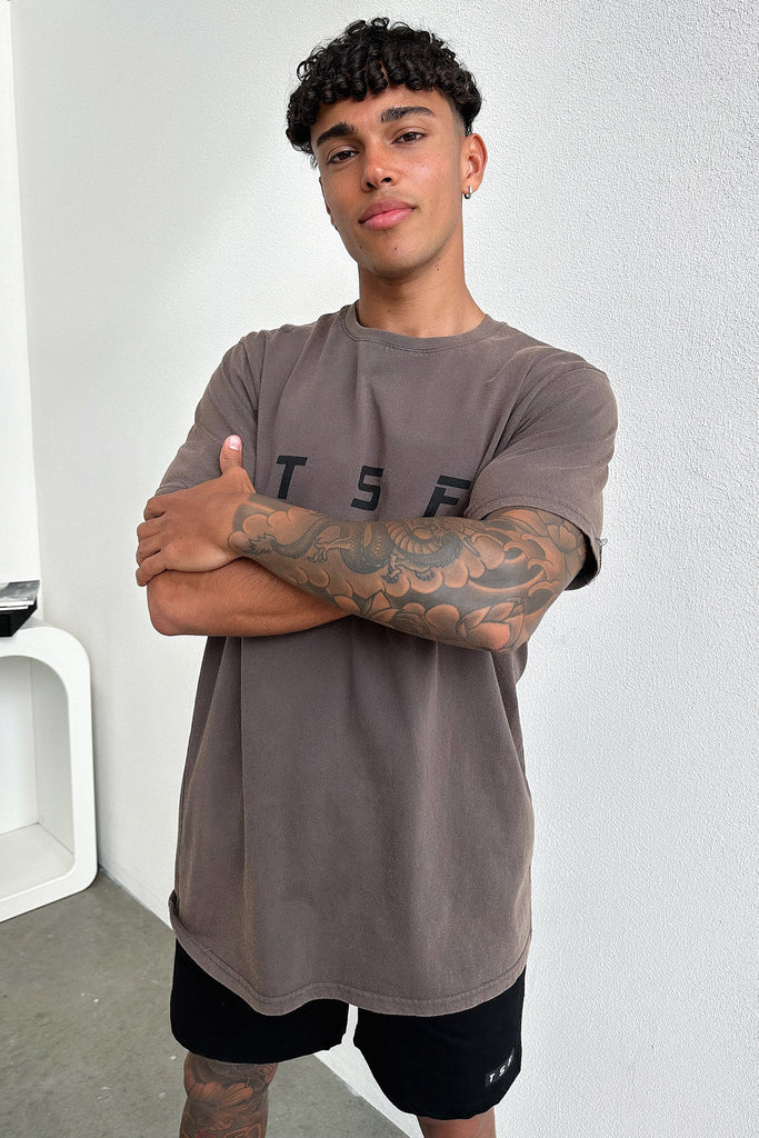 Fin Tee - Brown Acid Wash