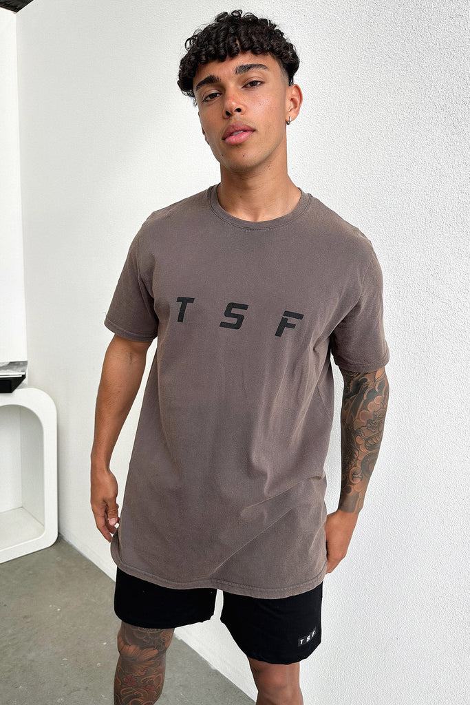 Fin Tee - Brown Acid Wash