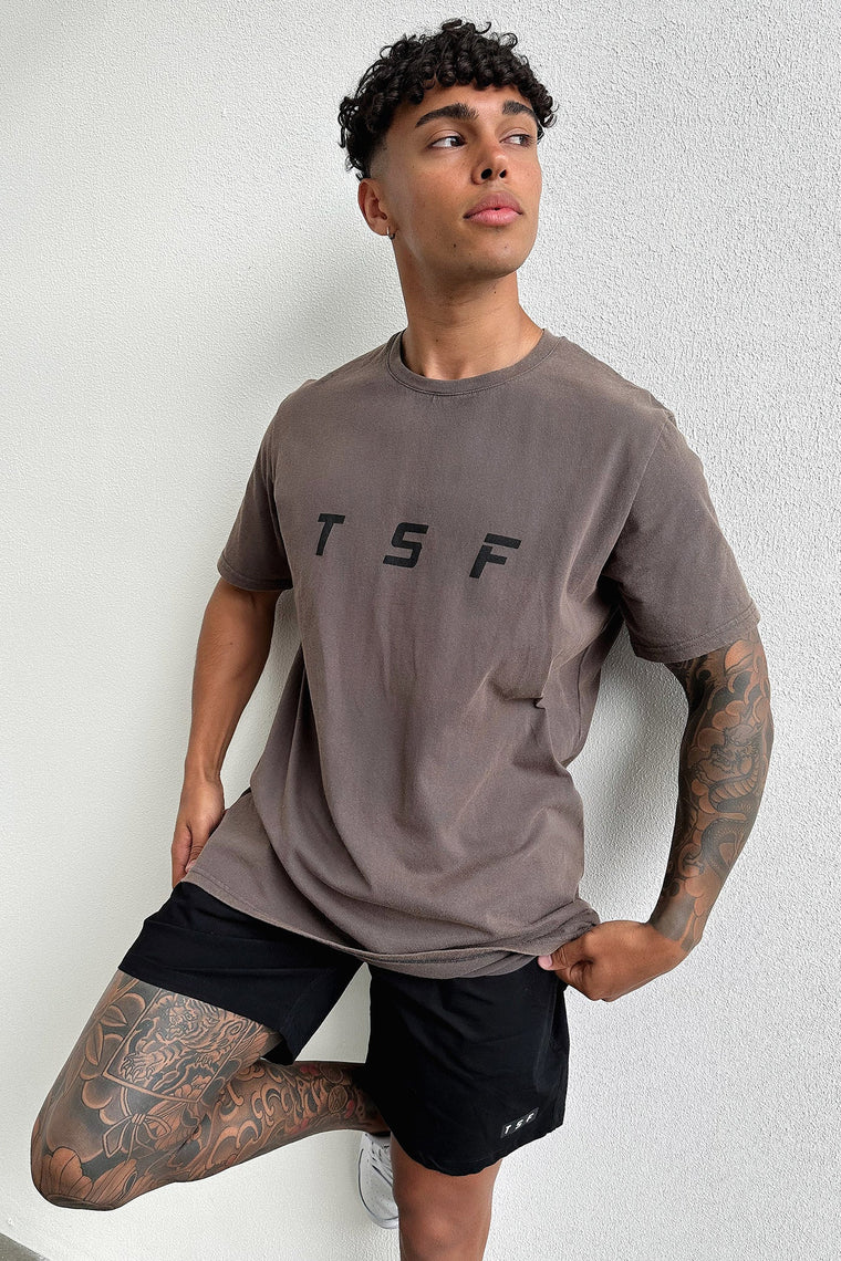 Fin Tee - Brown Acid Wash